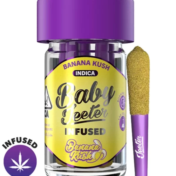 Baby Jeeter Banana Kush Infused Mini Joints - 2.5g Pack / 5 Rolls
