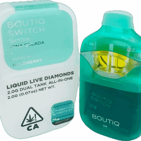 Boutiq Switch – Piña Colada x Blueberry Dual Tank Disposable Vape (2G | Sativa + Indica)