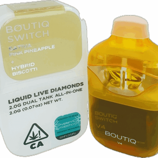 Boutiq Switch – Pink Pineapple x Biscotti Dual Tank Disposable Vape (2G | Hybrid + Indica)