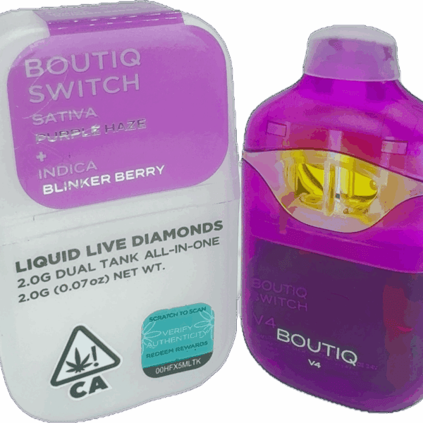 Boutiq Switch – Purple Haze x Blinker Berry Dual Tank Disposable Vape (2G | Sativa + Indica)