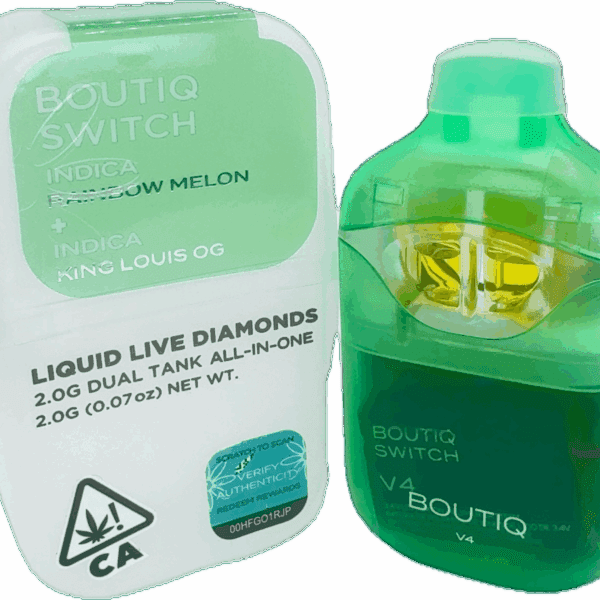 Boutiq Switch – Rainbow Melon x King Louis OG Dual Tank Disposable Vape (2G | Indica Duo)