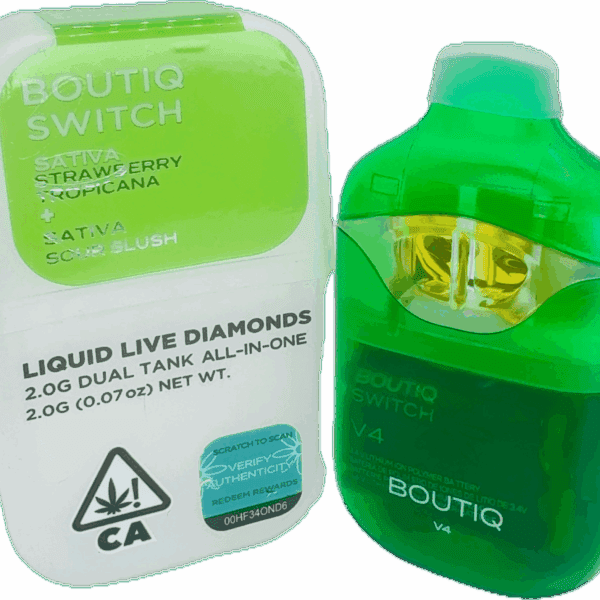 Boutiq Switch – Strawberry Tropicana x Sour Slush Dual Tank Disposable Vape (2G | Sativa Duo)