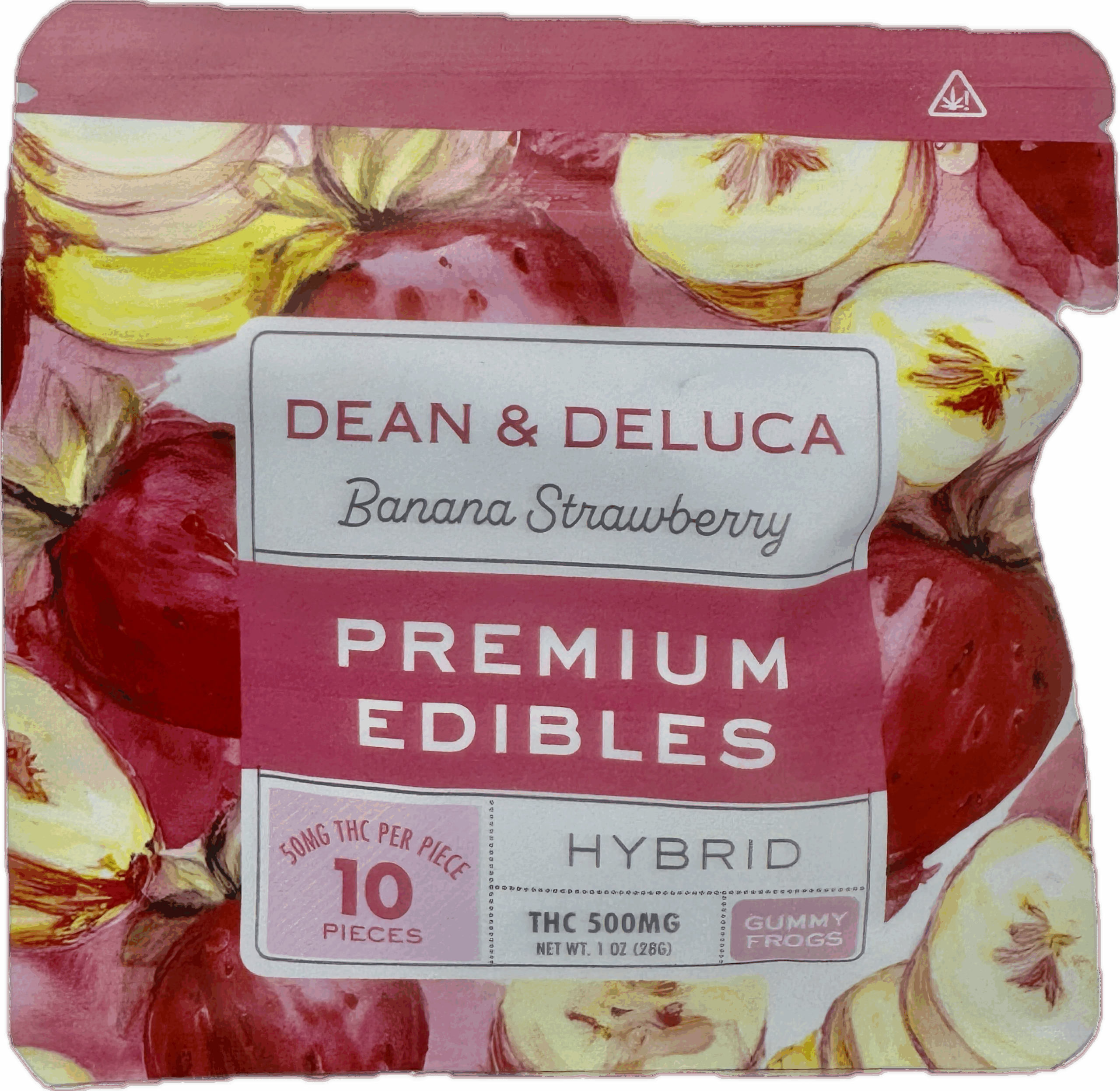 Dean-Deluca-Premium-Edibles-–-Banana-Strawberry-Gummy-Frogs-500mg-THC-Hybrid.png Dean & Deluca Premium Edibles – Banana Strawberry Gummy Frogs | 500mg THC Hybrid - Image 1