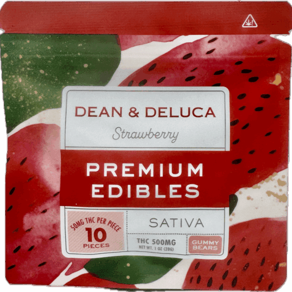 Dean & Deluca Premium Edibles – Strawberry Gummy Bears | 500mg THC Sativa