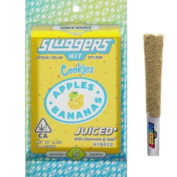 Sluggers Hit – Apples & Bananas Infused Pre-Rolls – 3.5g Pack / 5 Rolls