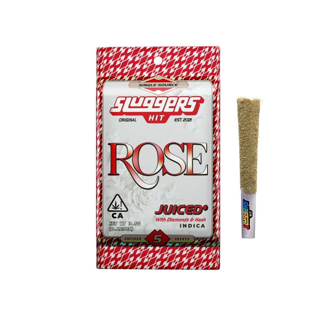 Sluggers-Rose-Infused-3.5-5pk-Sluggers-Hit.jpeg Sluggers Hit – Rose Infused Pre-Rolls – 3.5g Pack / 5 Rolls - Image 1