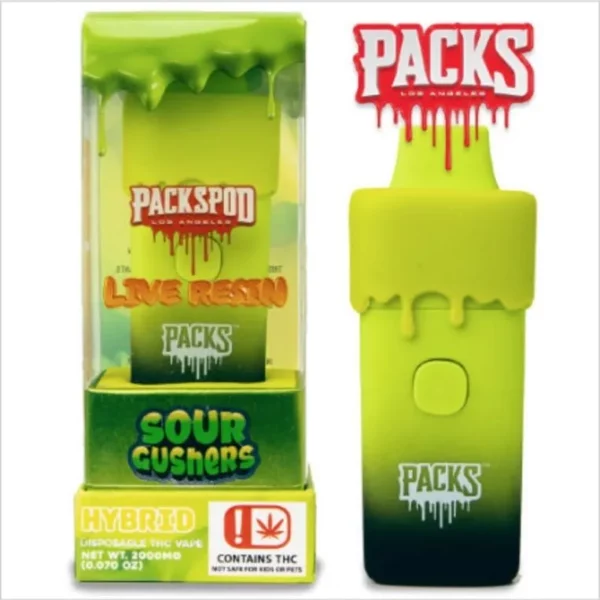 PACKMAN Packspod Delta-8 THC Sour Gushers – 2g Hybrid Disposable