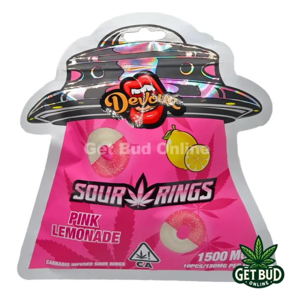 Devour Sour Pink Lemonade Ring Infused Gummies – 1500mg Hybrid Edible