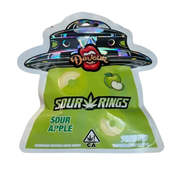 Devour Sour Apple Rings Infused Gummies – 1500mg Hybrid Edible