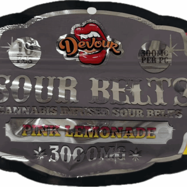 Pink Lemonade Sour Belts - Cannabis Infused Edibles | 3000mg Total THC (300mg Each)