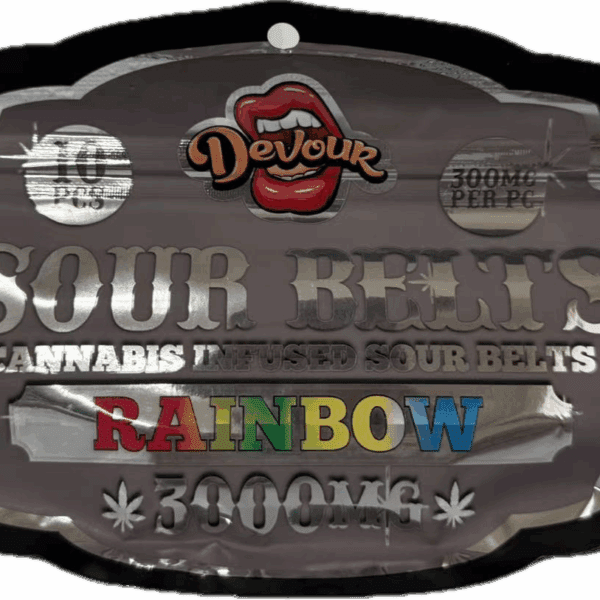 Rainbow Sour Belts – Cannabis Infused Edibles | 3000mg Total THC (300mg Each)