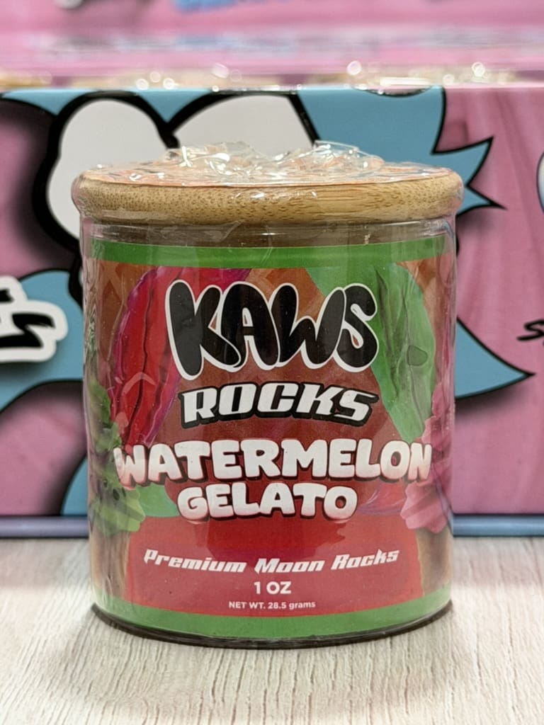 69B9293E-5FD3-48D9-BBAA-FA792F5AE5D9_1_105_c.jpeg Kaws Rocks Watermelon Gelato– Hybrid Premium Moon Rocks (1oz) - Image 1
