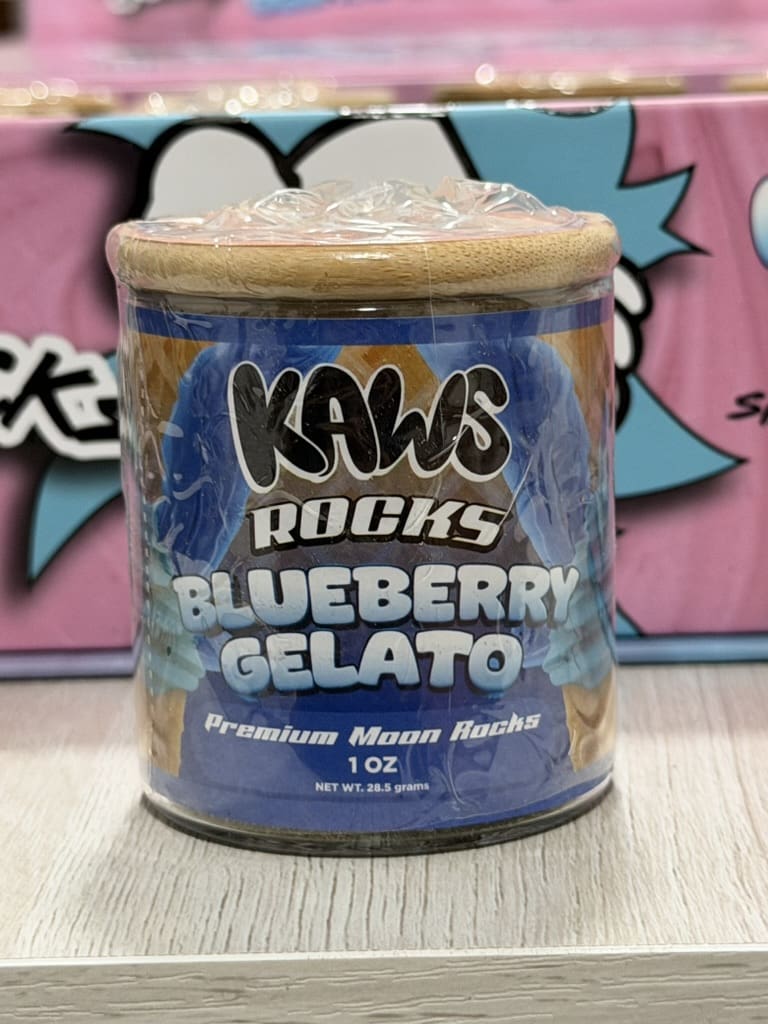 7DA88B99-C64C-4918-B251-297313E260FE_1_105_c.jpeg Kaws Rocks Blueberry Gelato – Hybrid Premium Moon Rocks (1oz) - Image 1