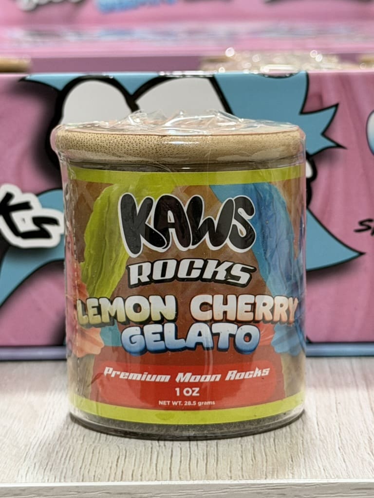 D1AF0BEE-8111-478C-8C0D-068627A19E6B_1_105_c.jpeg Kaws Rocks Lemon Cherry Gelato – Hybrid Premium Moon Rocks (1oz) - Image 1