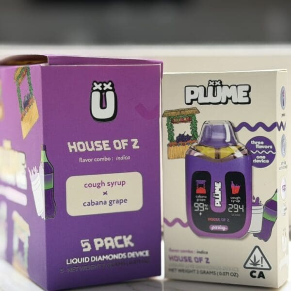 Plume Disposable Vape – House of Z | Cough Syrip x Cabana Grape | Indica
