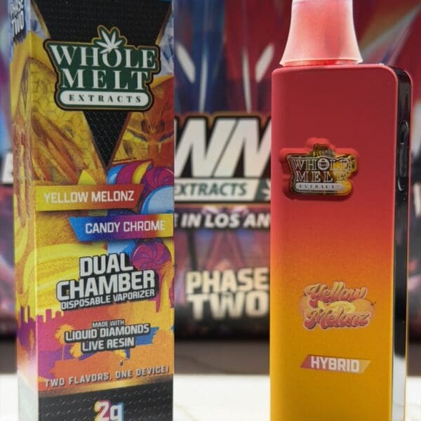 Whole Melt Extracts – Yellow Melonz x Candy Chrome | Dual Chamber Disposable Vape | Hybrid x Hybrid
