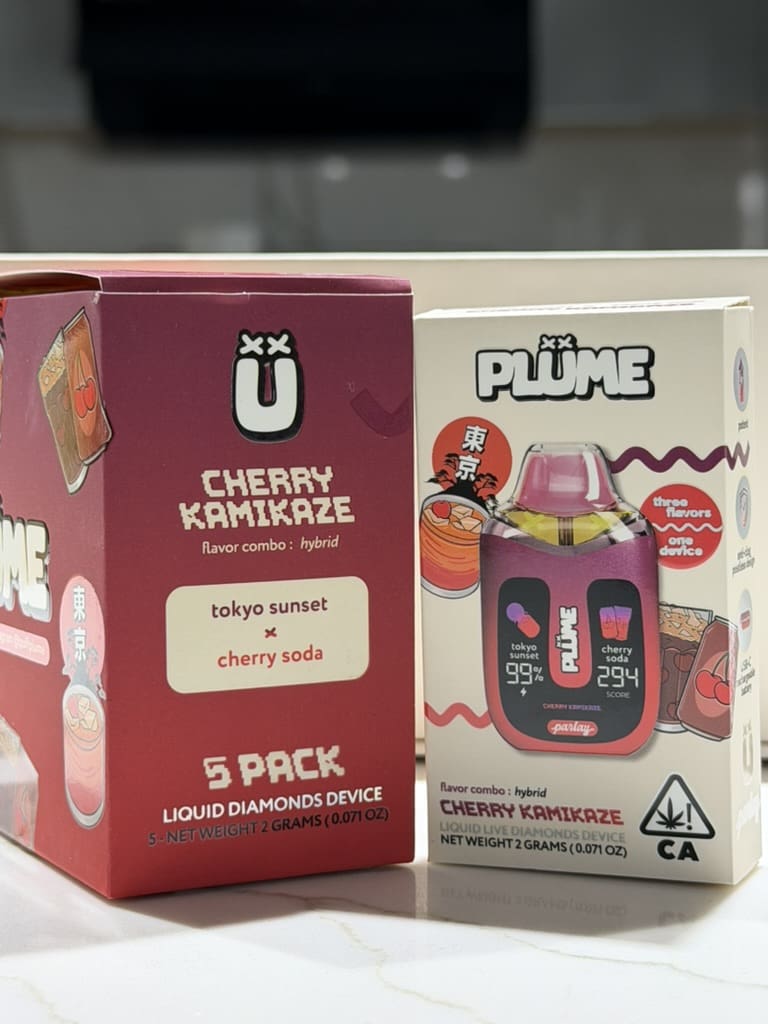 418386EA-21CE-4248-8783-9A2F27ACAAAA_1_105_c.jpeg Plume Disposable Vape – Cherry Kamikaze | Tokyo x Cherry Soda | Hybrid - Image 1