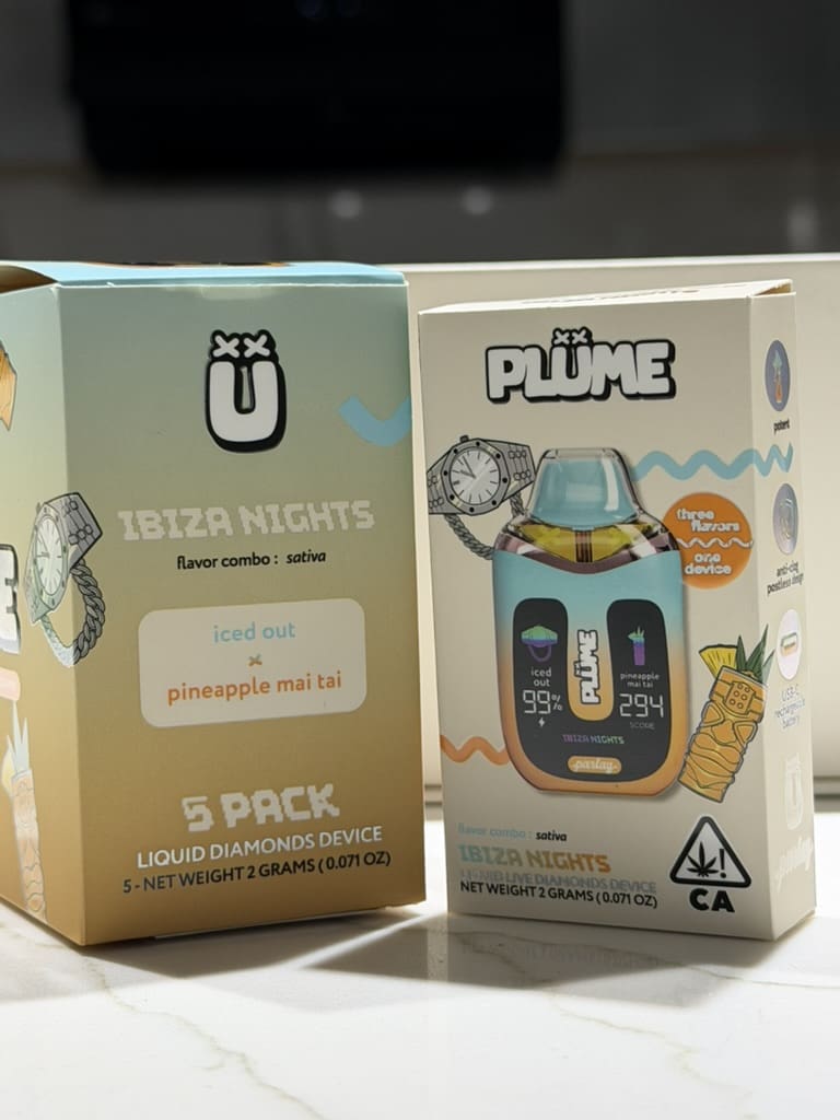 46341ABF-DCC2-42FE-9F40-1B7D33C86EE1_1_105_c.jpeg Plume Disposable Vape – Ibiza Nights | Iced Out x Pineapple Mai Tai | Sativa - Image 1
