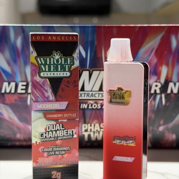 Whole Melt Extracts – Mochiesel x Cranberry Zkittlez | Dual Chamber Disposable Vape | Indica x Sativa