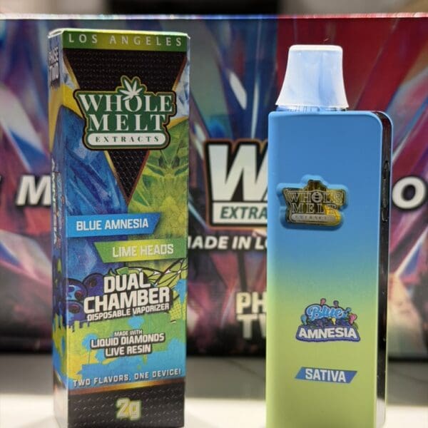 Whole Melt Extracts – Blue Amnesia x Lime Heads | Dual Chamber Disposable Vape | Sativa x Sativa