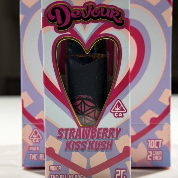 Devour – Strawberry Kiss Kush | THC All-In-One Disposable Vape | Indica | 2g