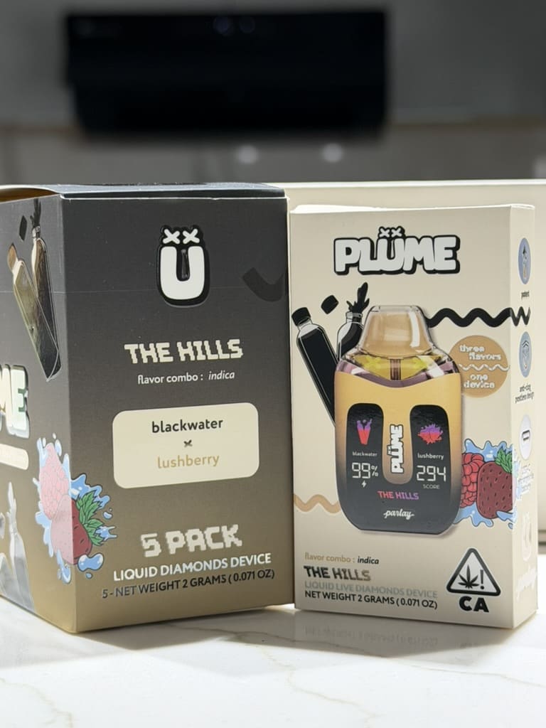 899E6094-F8C6-4924-ABE2-99172BFD34CB_1_105_c.jpeg Plume Disposable Vape – The Hills | Blackwater x Lushberry | Indica - Image 1
