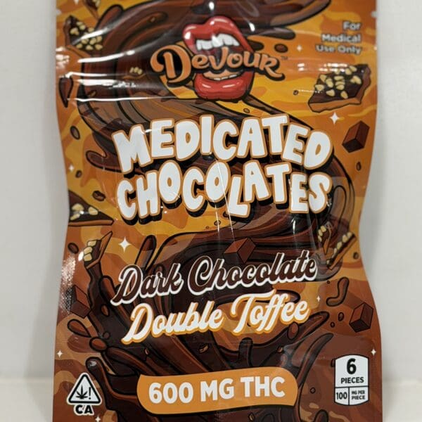 Devour Medicated Chocolates – Dark Chocolate Double Toffee | 600 MG THC