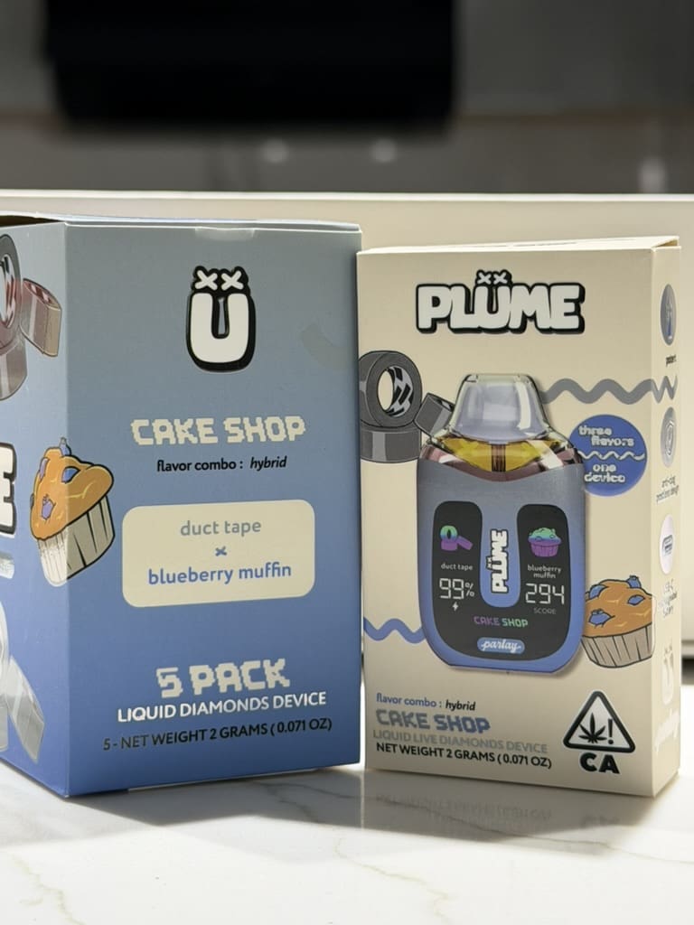 0BFD2F74-B695-4451-ABE3-91B0E7B363B7_1_105_c.jpeg Plume Disposable Vape – Cake Shop | Duct Tape x Blueberry Muffin | Hybrid - Image 1