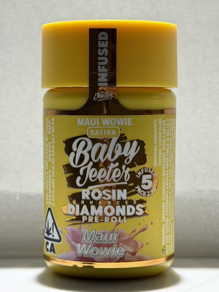 16392877-E2CB-4B2C-86FC-5ED47ED043AE_1_105_c.jpeg Baby Jeeter Maui Wowie | Sativa Rosin Enhanced Diamond Pre-Rolls | 2.5g (5-Pack) - Image 1