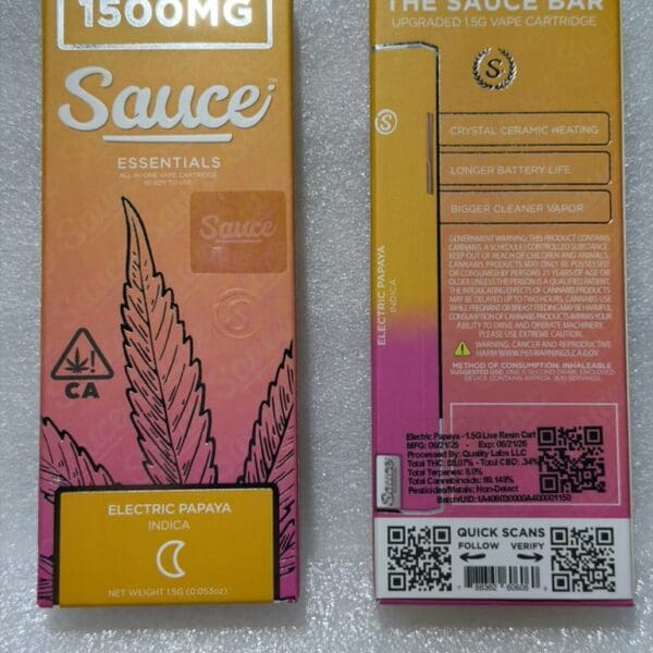 Sauce – Electric Papaya | Live Resin Vape | Indica