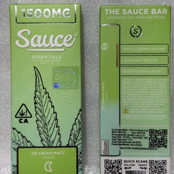 Sauce – Ice Cream Mintz | Live Resin Vape | Indica