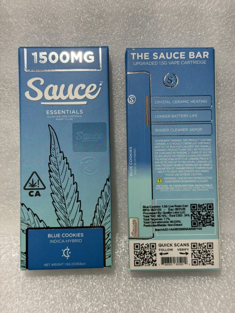 C7EBE0A6-0A70-4F72-ACA9-C0CD45279C03_1_105_c.jpeg Sauce – Blue Cookies | Live Resin Vape | Indica-Hybrid - Image 1