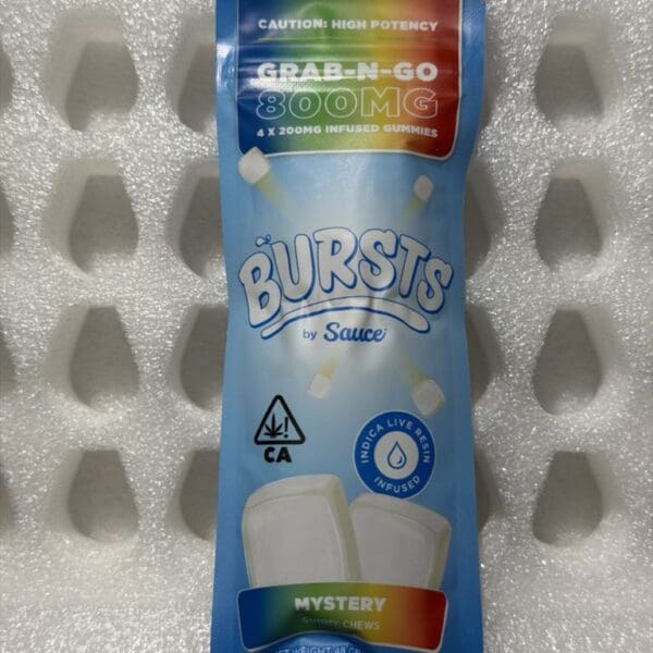Bursts By Sauce – Mystery Flavor | Grab N Go 800MG (4x200MG) Infused Gummies | Hybrid