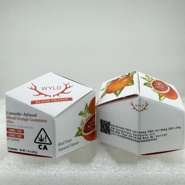 WYLD Blood Orange 'Bliss' | 10mg THC/CBC Each / 100mg | Sativa Cannabis-Infused Gummies 🍊✨