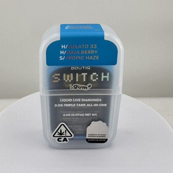 Gelato 33 x Baja Berry x Tropic Haze | Boutiq Switch 2G Liquid Live Diamonds Triple Tank All-In-One | Hybrid x Hybrid x Sativa 🔥