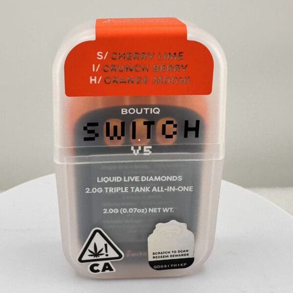 Cherry Lime x Crunch Berry x Orange Mochi | Boutiq Switch V5 2G Liquid Live Diamonds Triple Tank All-In-One | Sativa x Indica x Hybrid 🔥