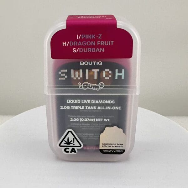 Pink Z x Dragon Fruit x Durban | Boutiq Switch 2G Liquid Live Diamonds Triple Tank All-In-One | Indica x Hybrid x Sativa 🔥